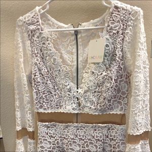 Xenia Boutique- White Lace, bell sleeve dress.